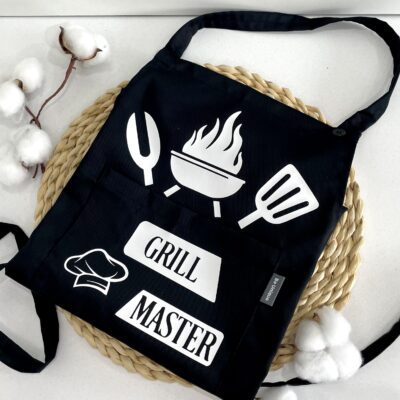 Черна престилка GRILL MASTER за майстор на скарата
